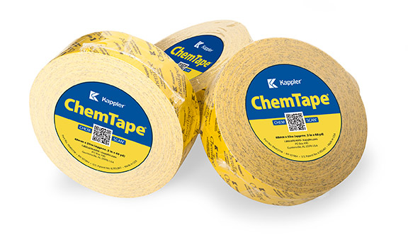 Three rolls of yellow Kappler ChemTape chemical-resistant sealing tape