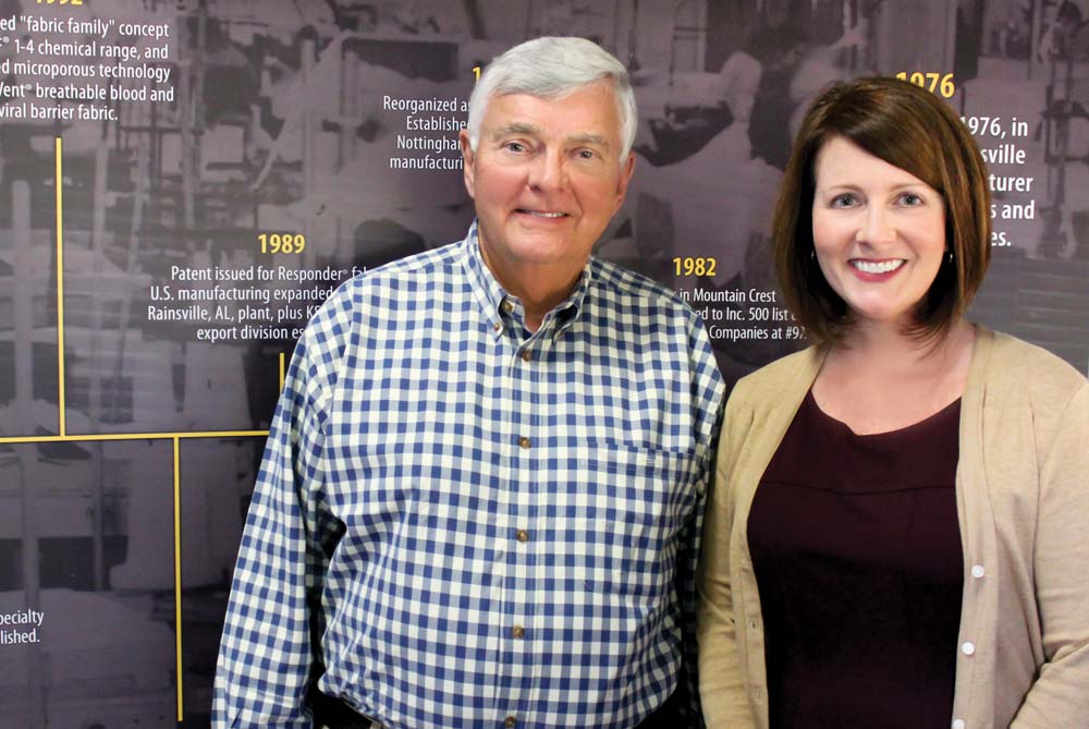 Kappler leaders standing in front of the company history timeline wall