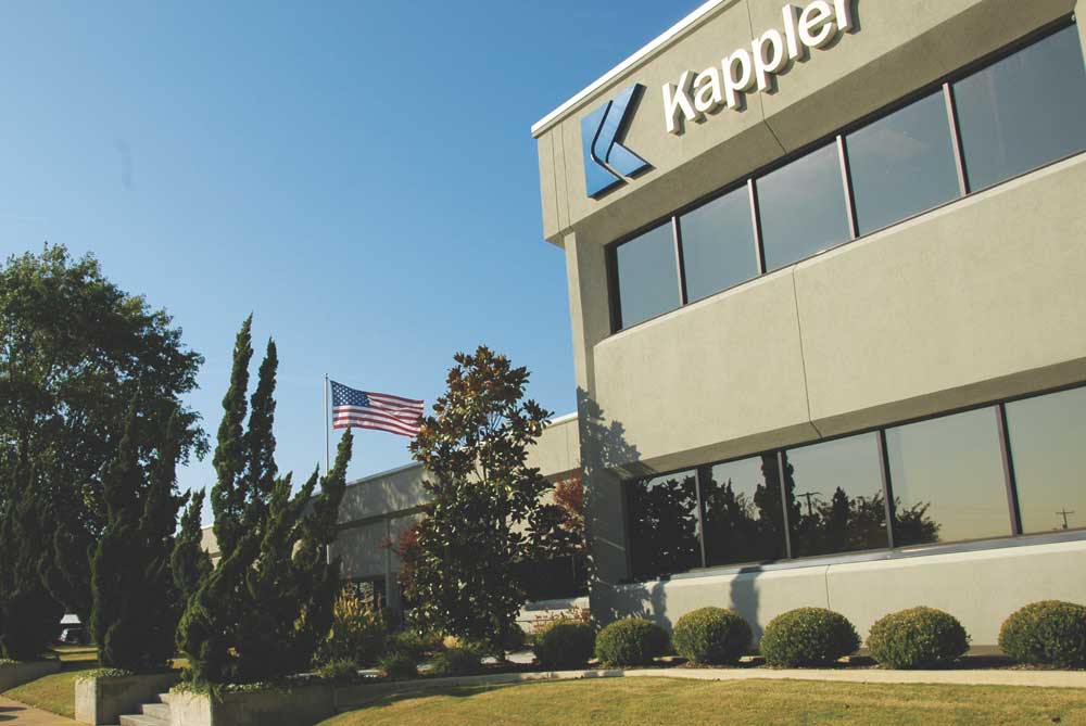 Exterior of Kappler's headquarters building with company logo and American flag